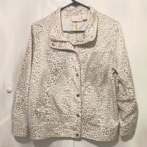 Chico's White Jacket with Animal Print Design